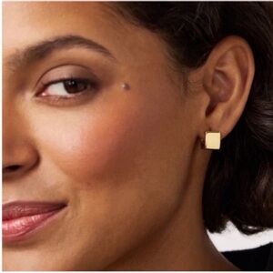 New! Anthropologie Square 14K Gold Plated Huggie Earrings (3002) NWOT